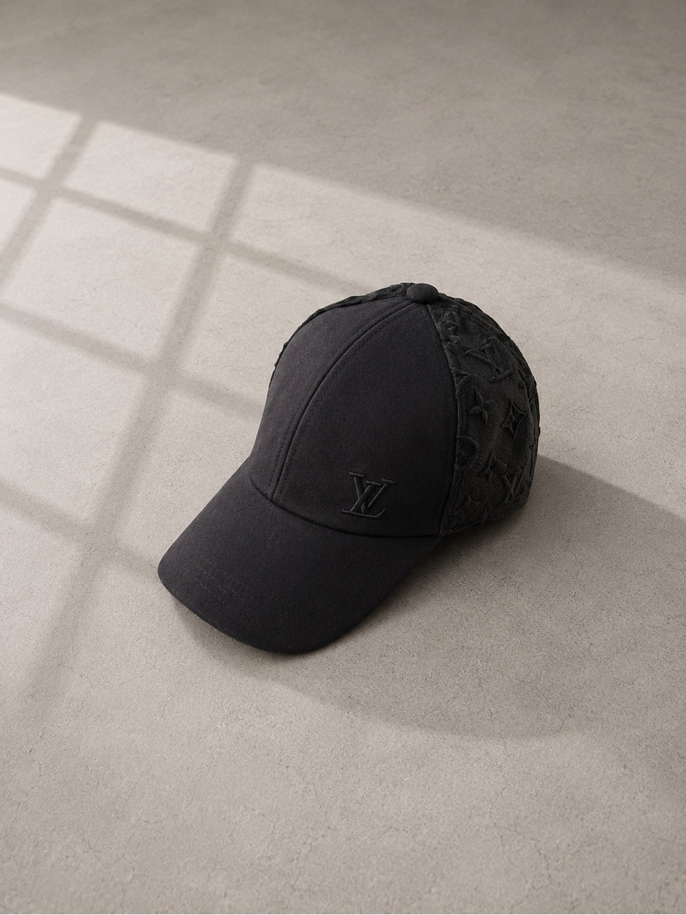 LV Monogram Mesh Baseball Cap - Sleek Black - Like New Condition